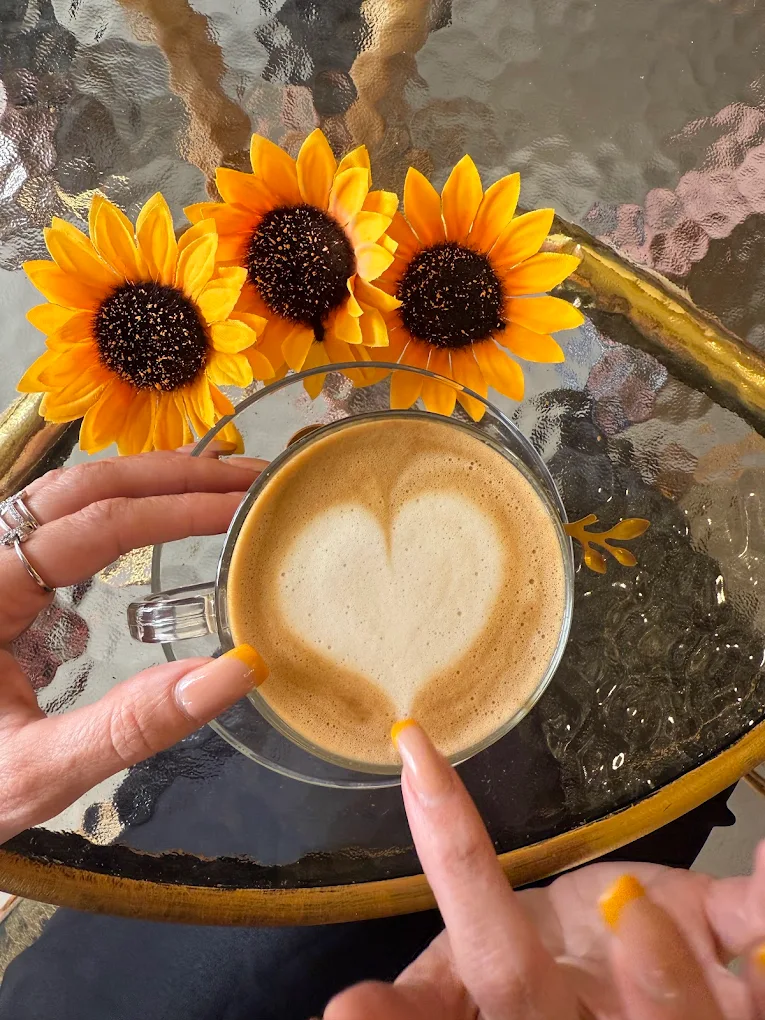 Coffee with heart latte art