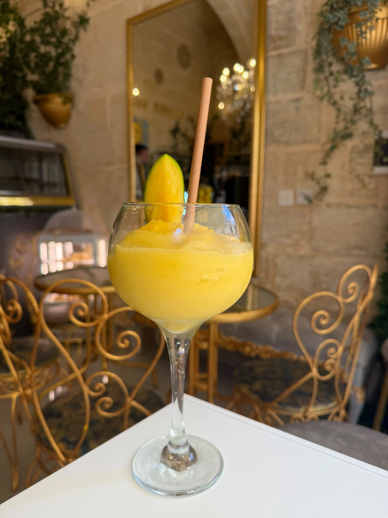Fresh mango smoothie inside Serendipity Café