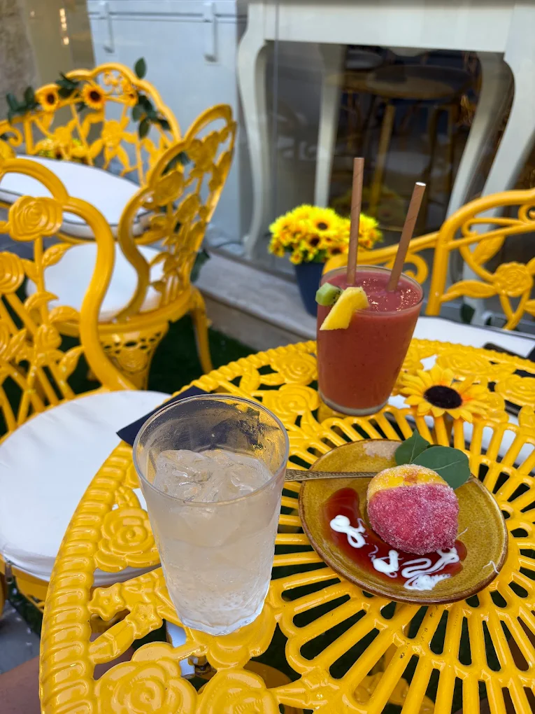 Colourful drinks on the café terrace
